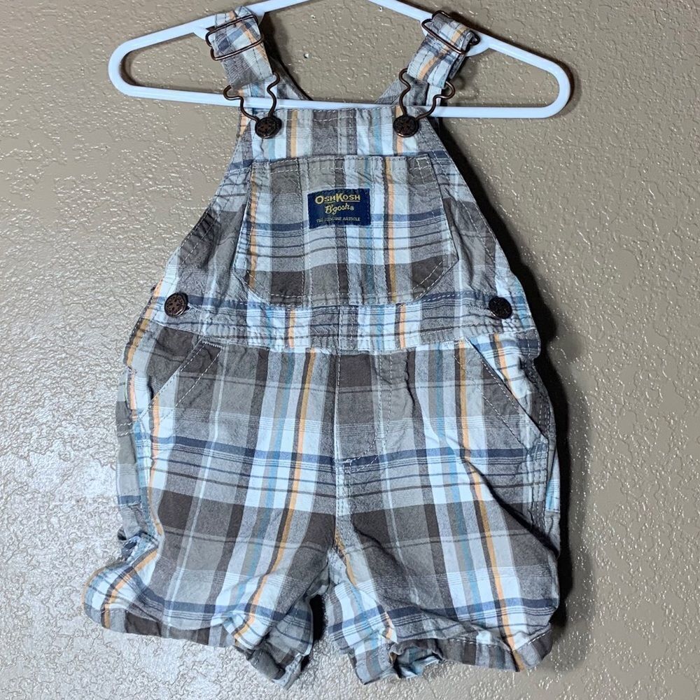 Oshkosh B’Gosh baby boy plaid overalls‎